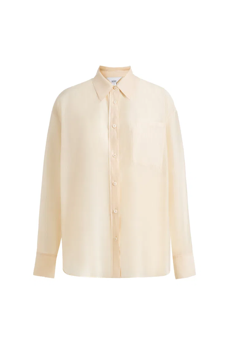 Bella Yellow Sheer Button-Up Shirt in Organza