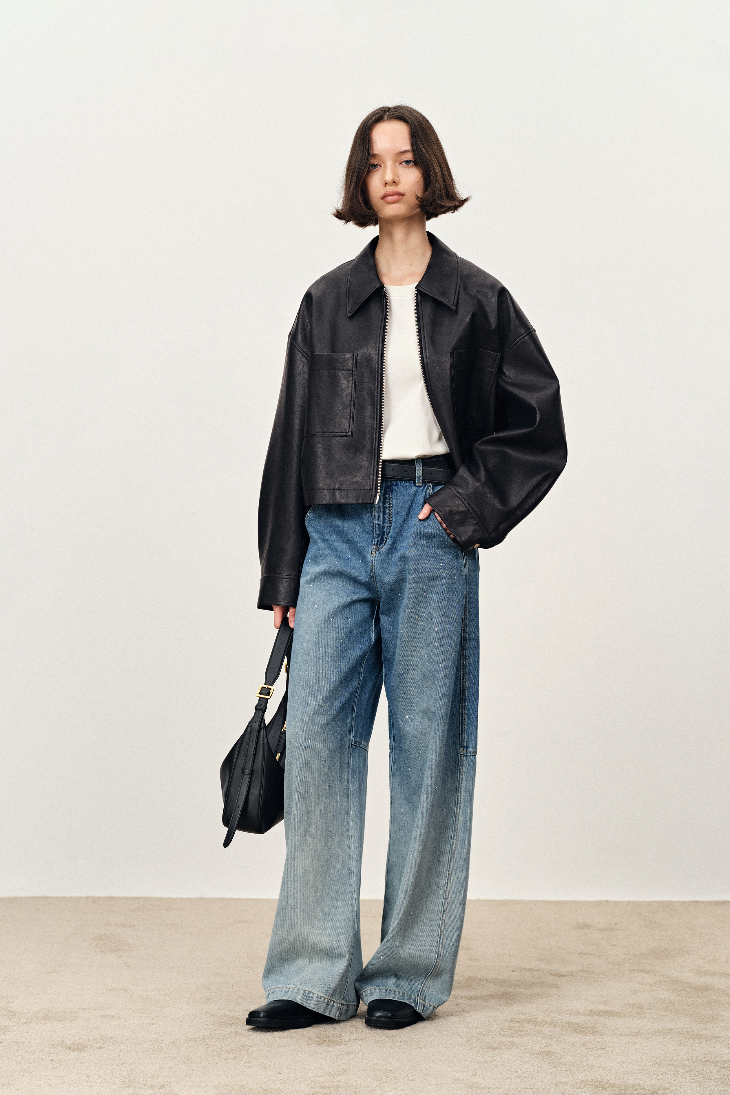 Coddenham Short Jacket in Faux Leather – fbrq.com