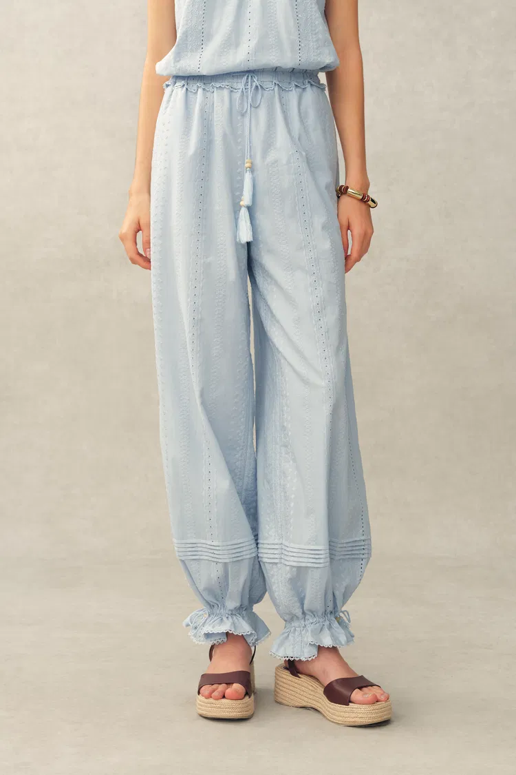 Elsa Boho Lace  Adjustable Cuffs Balloon Pants in Cotton