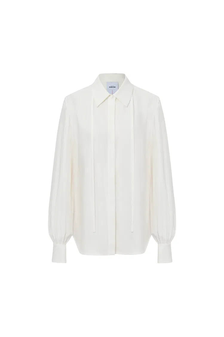 Nicole Tie Neck Shirt in Matte Mulberry Silk Blend