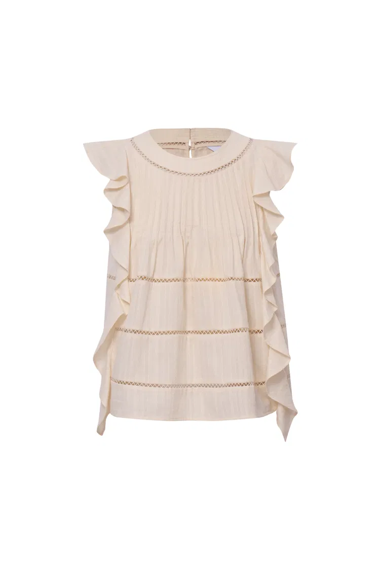 Agnes Handcrafted Sleeveless Ruffle Top in Cotton