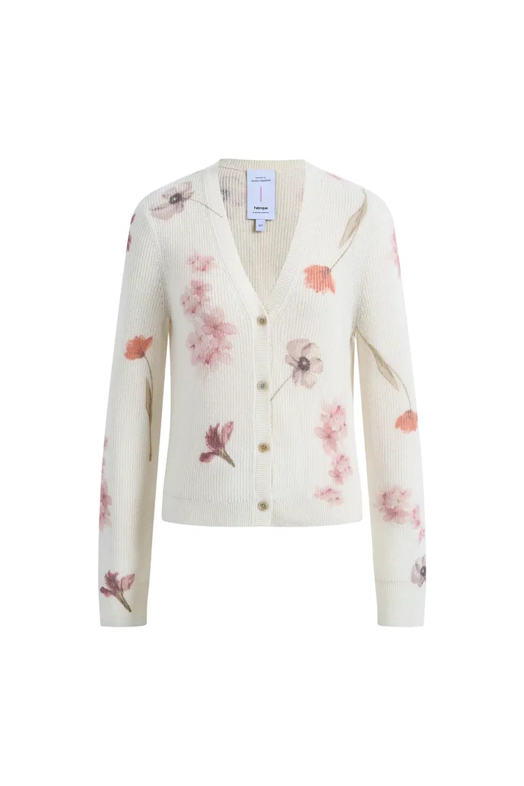 Yuffie Flora Knit Cardigan in Merino-Alpaca with Lyocell