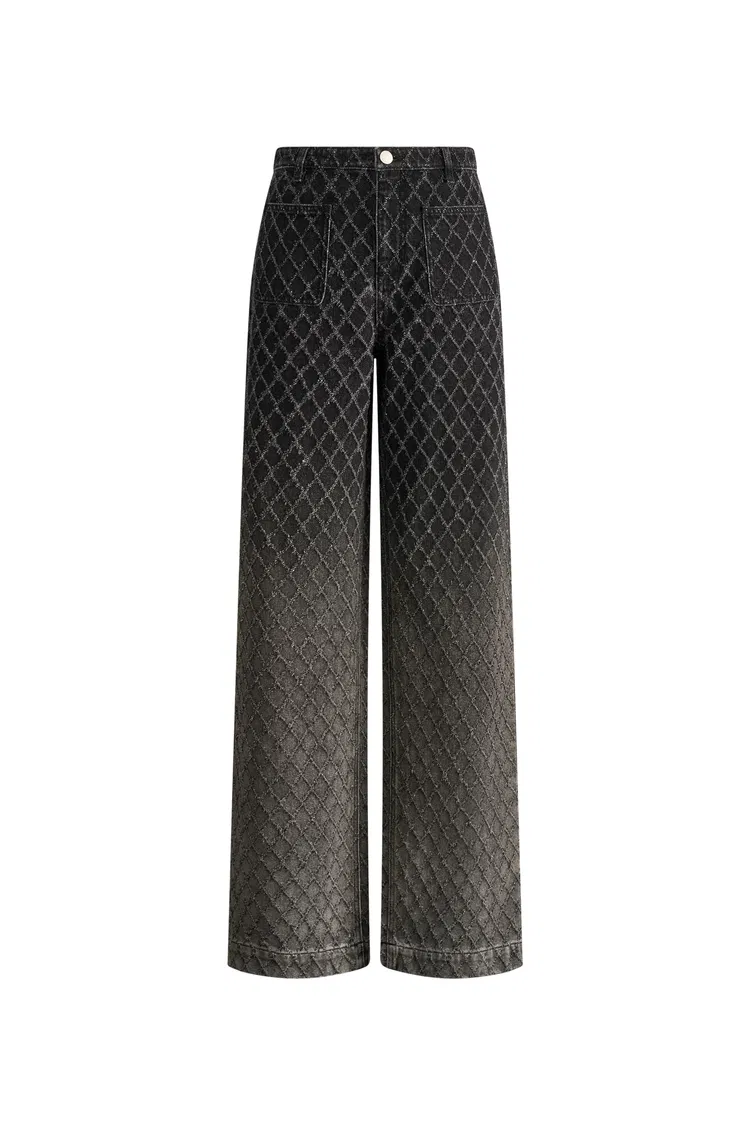 Natalie Gradient Straight Jeans in Jacquard Denim