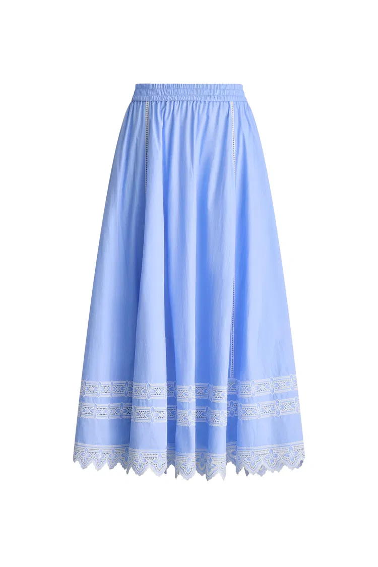 Imperia Embroidered Skirt in Premium Cotton Poplin