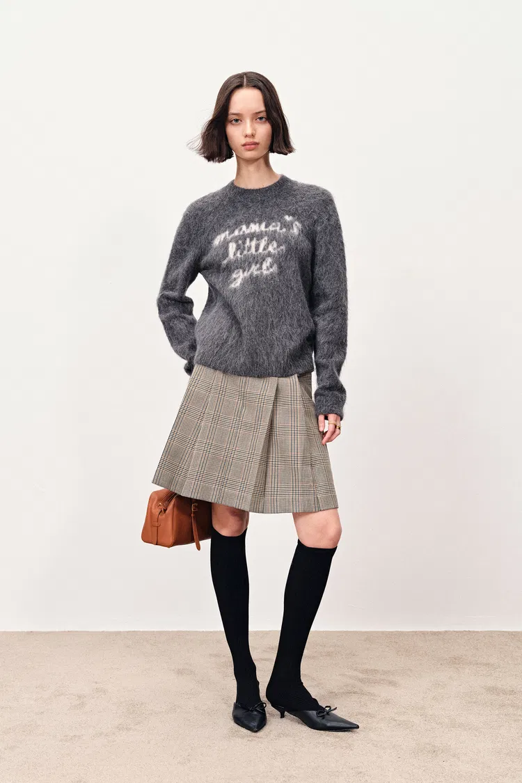 Girlie Hand Work Alphabet Sweater in Alpaca Blend