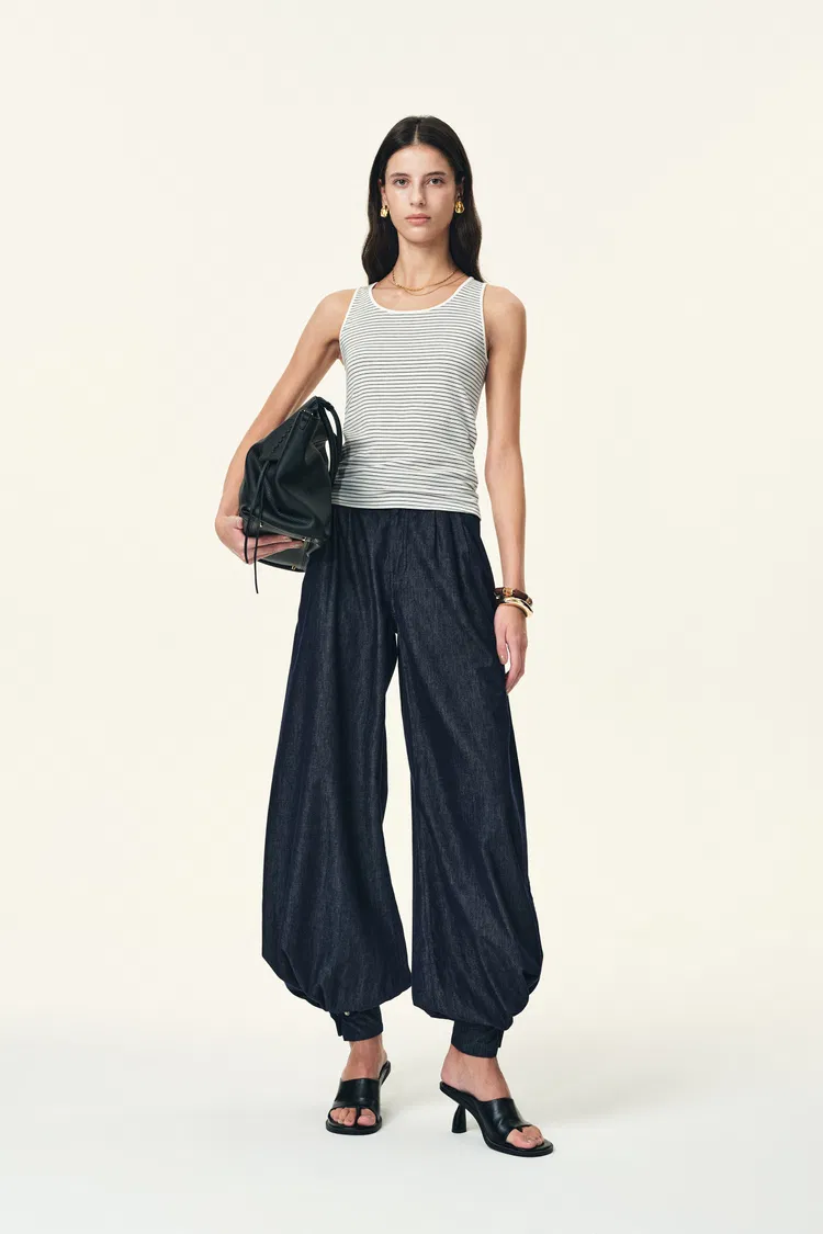Skye Striped U Neck Racerback Tank Top in Soft Stretch Knit