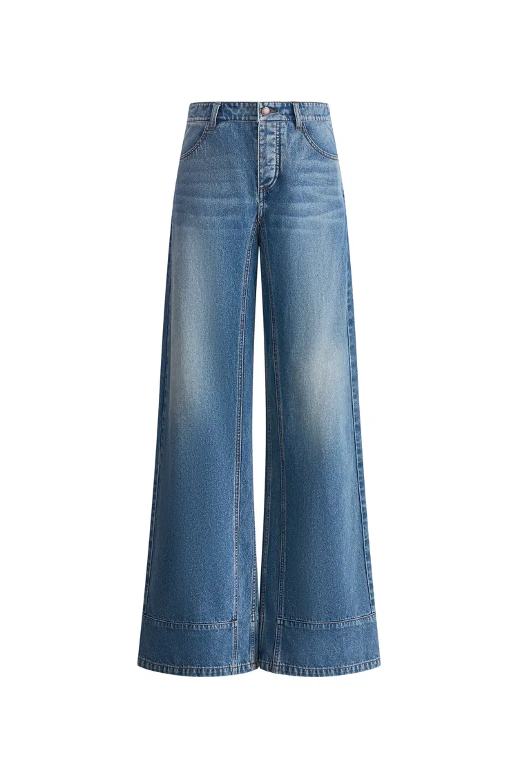 Glaire Straight Wide Leg Jeans in Lyocell Denim