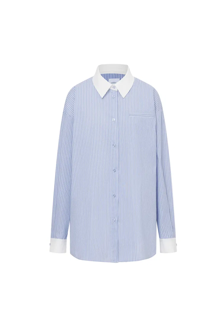 Nao Striped Shirt in Cotton Poplin