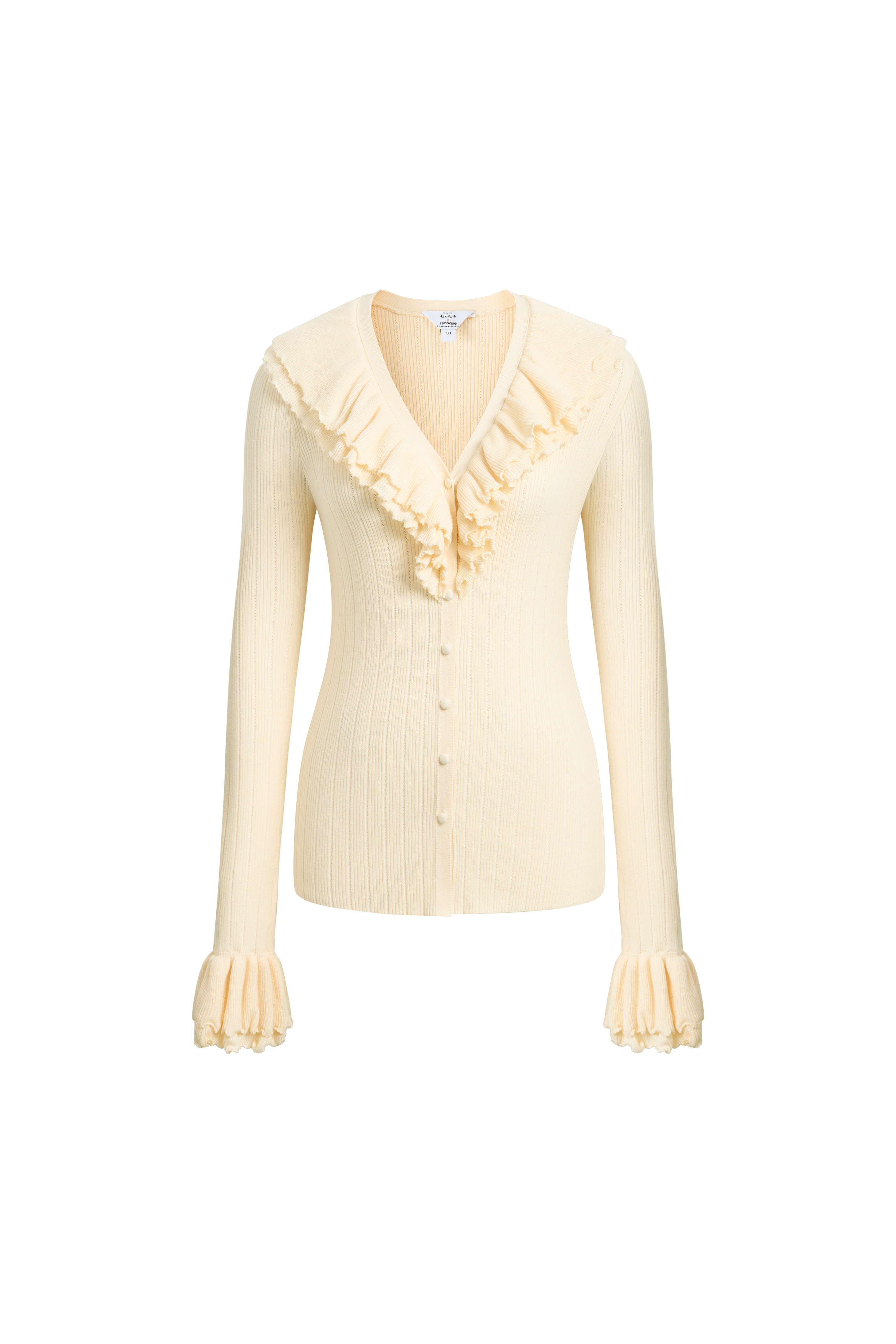 Camille Hand Crochet Ruffle Trim Knit Top – fbrq.com