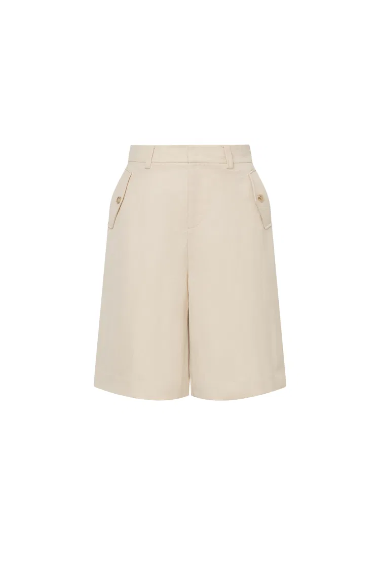 Victoria High Waisted Bermuda Shorts in Silk-Linen