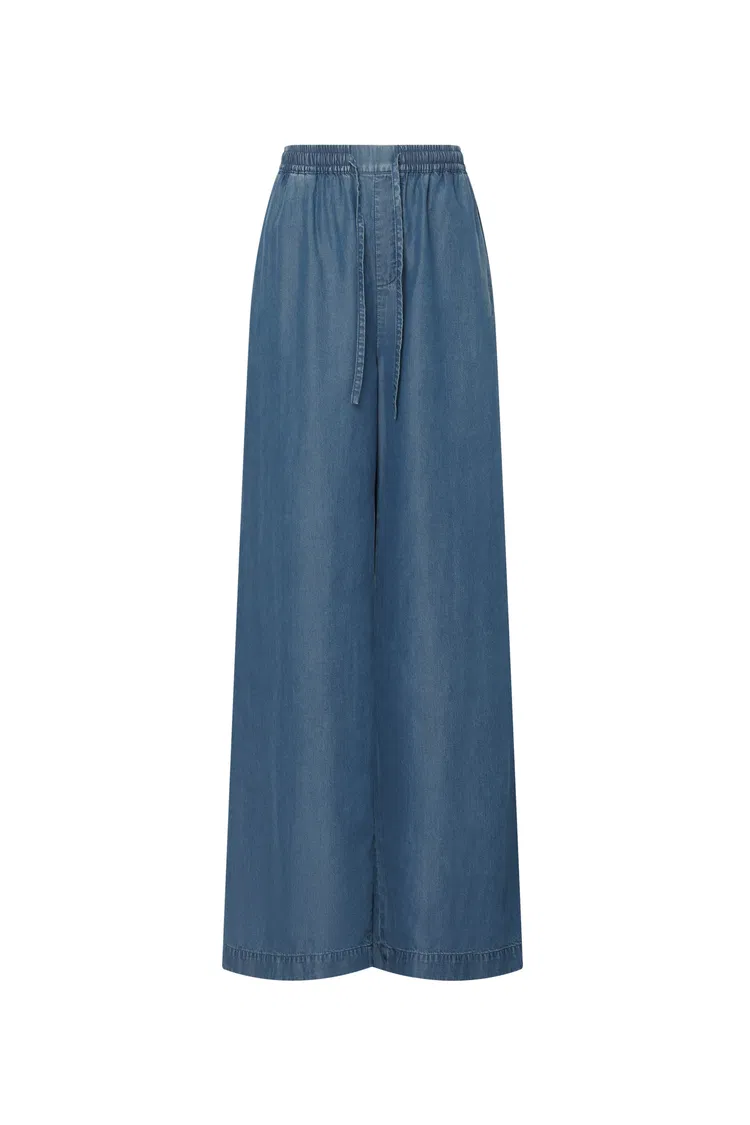 Seren Elastic Waist Wide Leg Jeans in Lyocell Denim