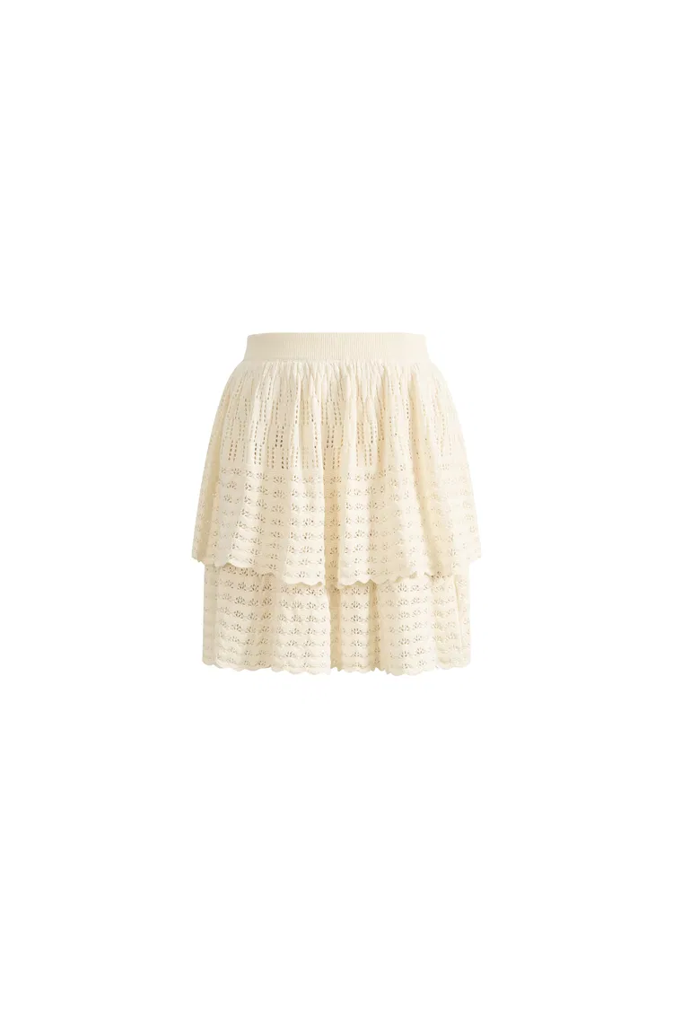 Daisy Tiered Midi Skirt in Cotton Knit