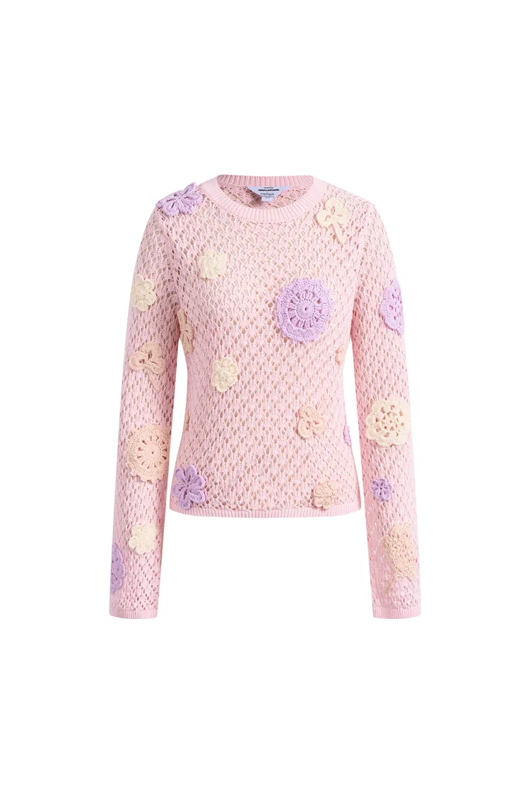 Blush Hollow Out Irregular Hand-Crochet Sweater in Premium Cotton
