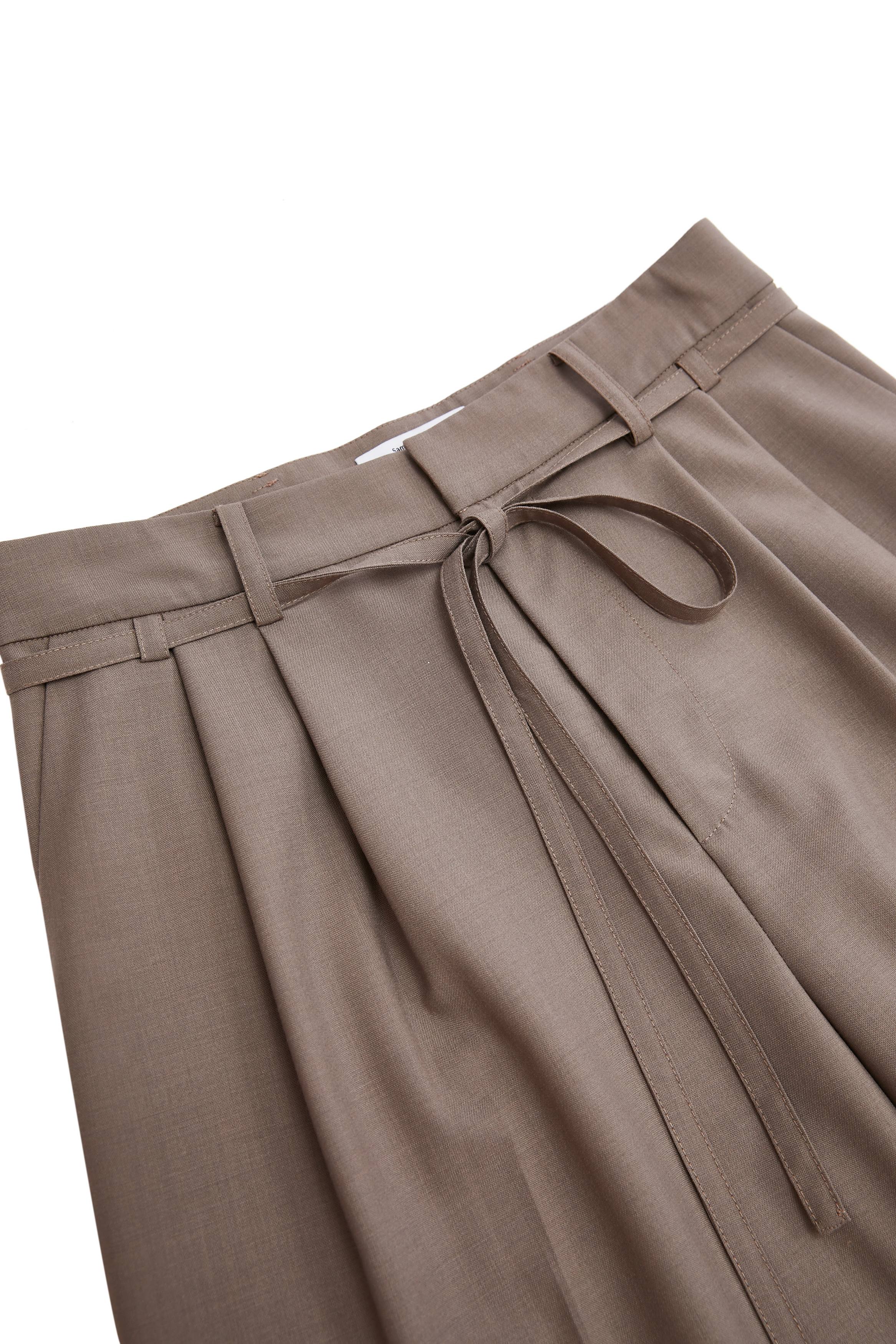 WOOL TROUSERS WITH QUILTED BELT (BLACK) main image 1