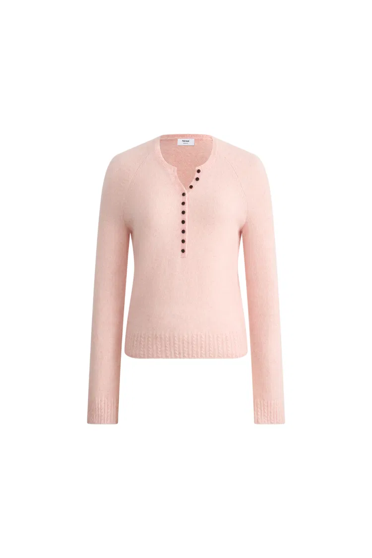 Zeki Henley Neckline Sweater in Wool-Mohair Knit