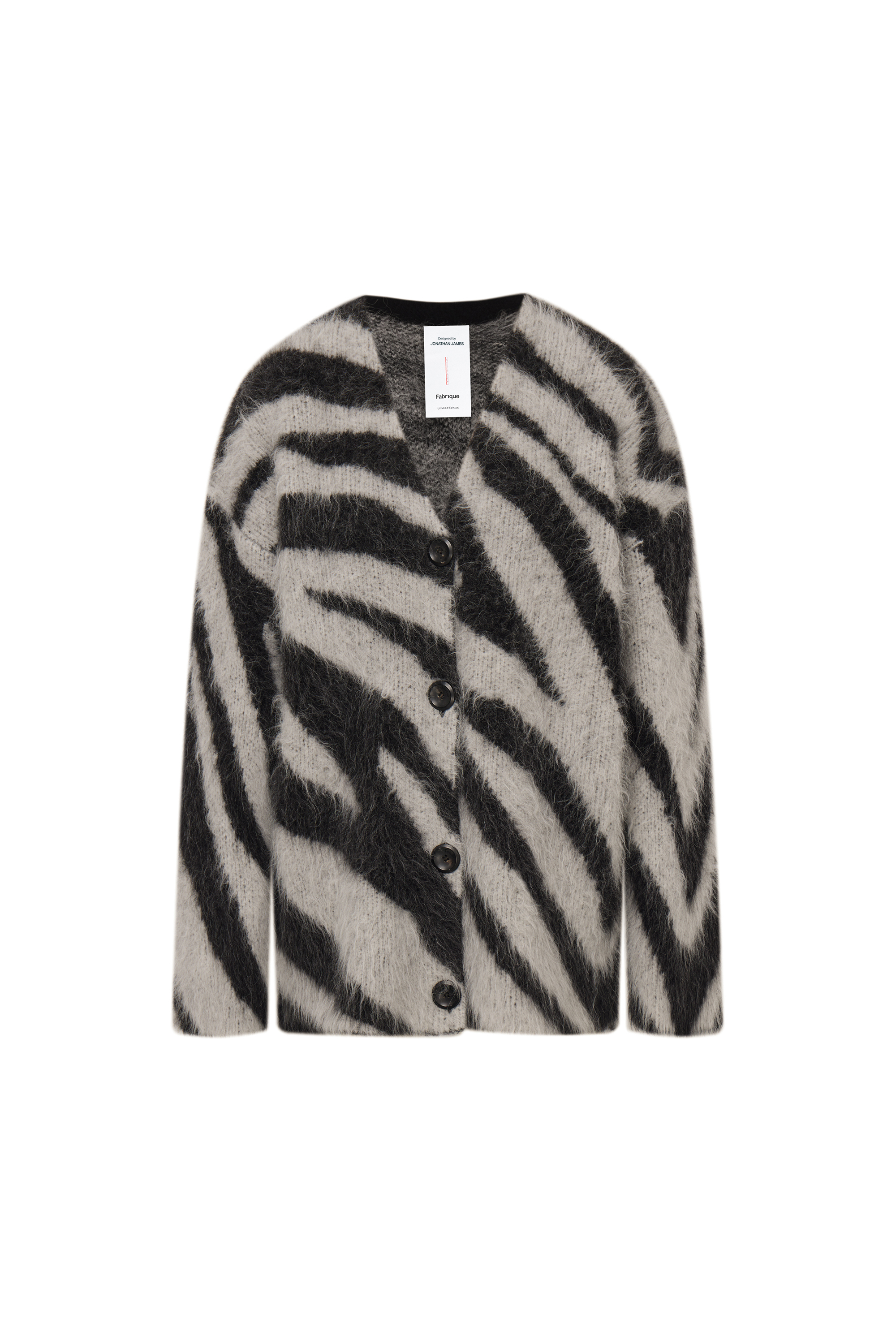 Zebra Modern Zebra Jacquard Cardigan in Washed Alpaca Knit – fbrq.com