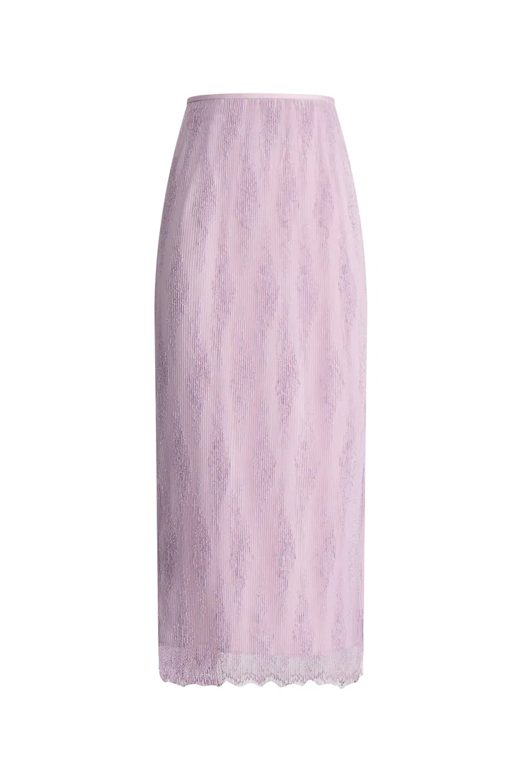 Xyla Midi Skirt in Pleated Lace