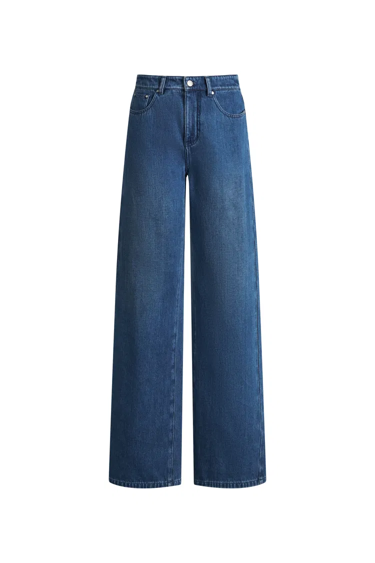 Bailey Washed Denim Jeans in Cotton fleece-lined denim