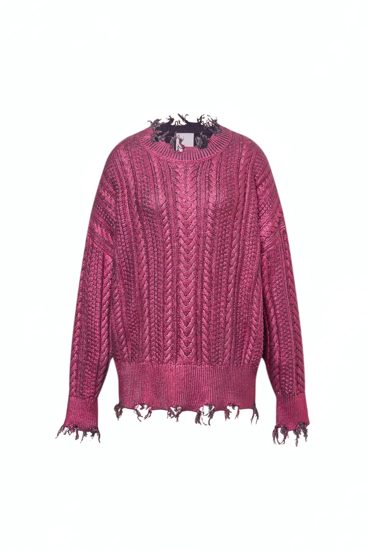Elodie Metallic Coated Sweater in Cotton Knit