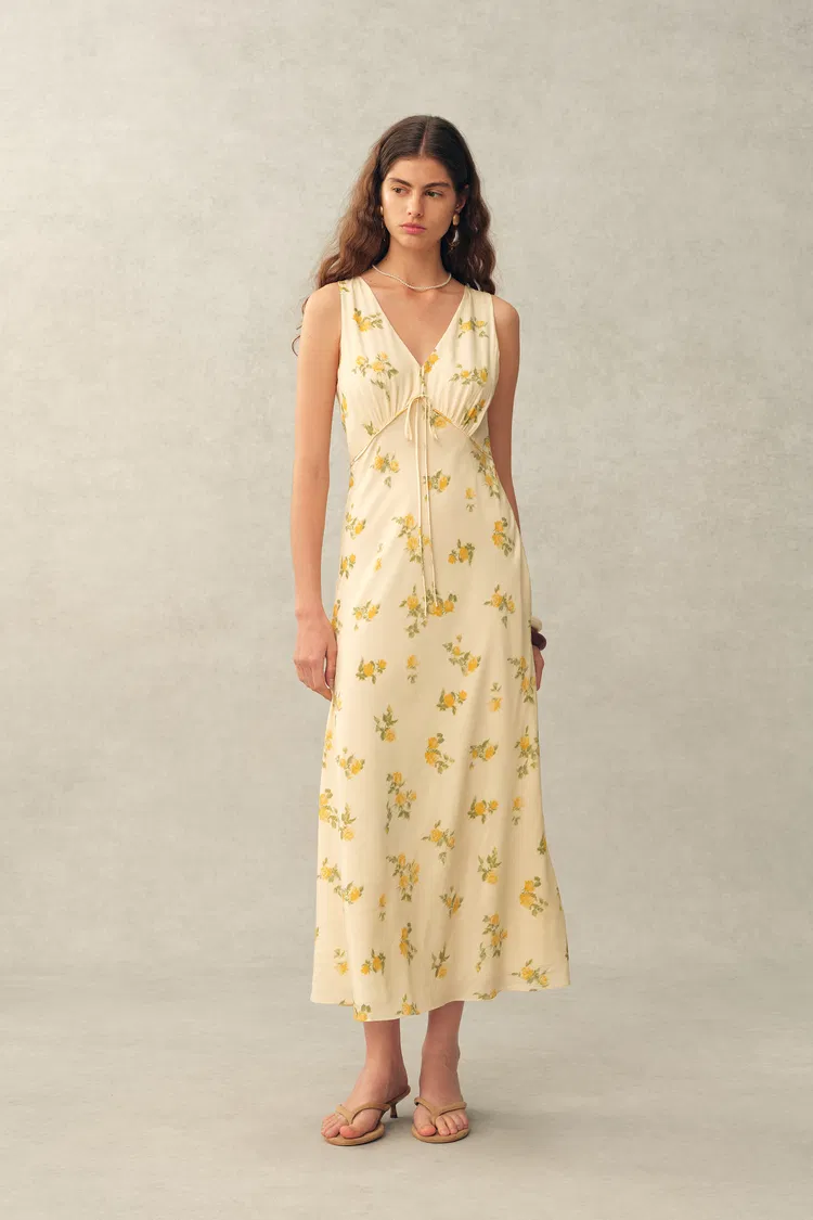 Lumina Floral Sleeveless Dress in Crinkle Gauze