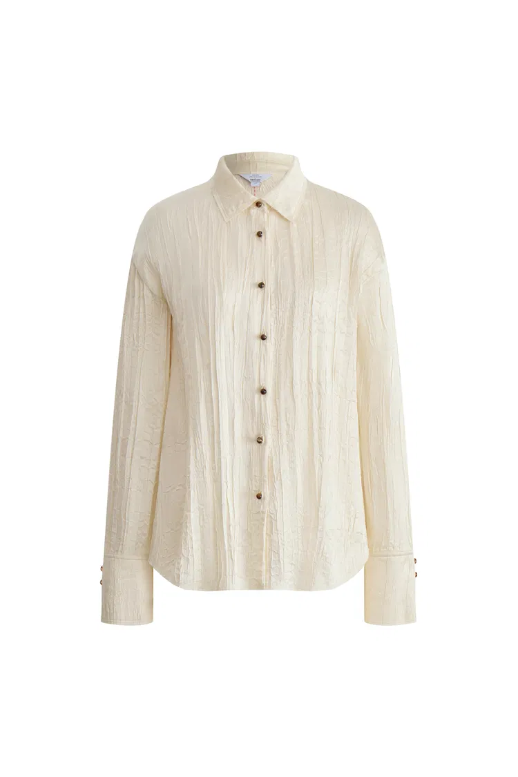 Chiara Crinkled Shirt in Pleated Satin