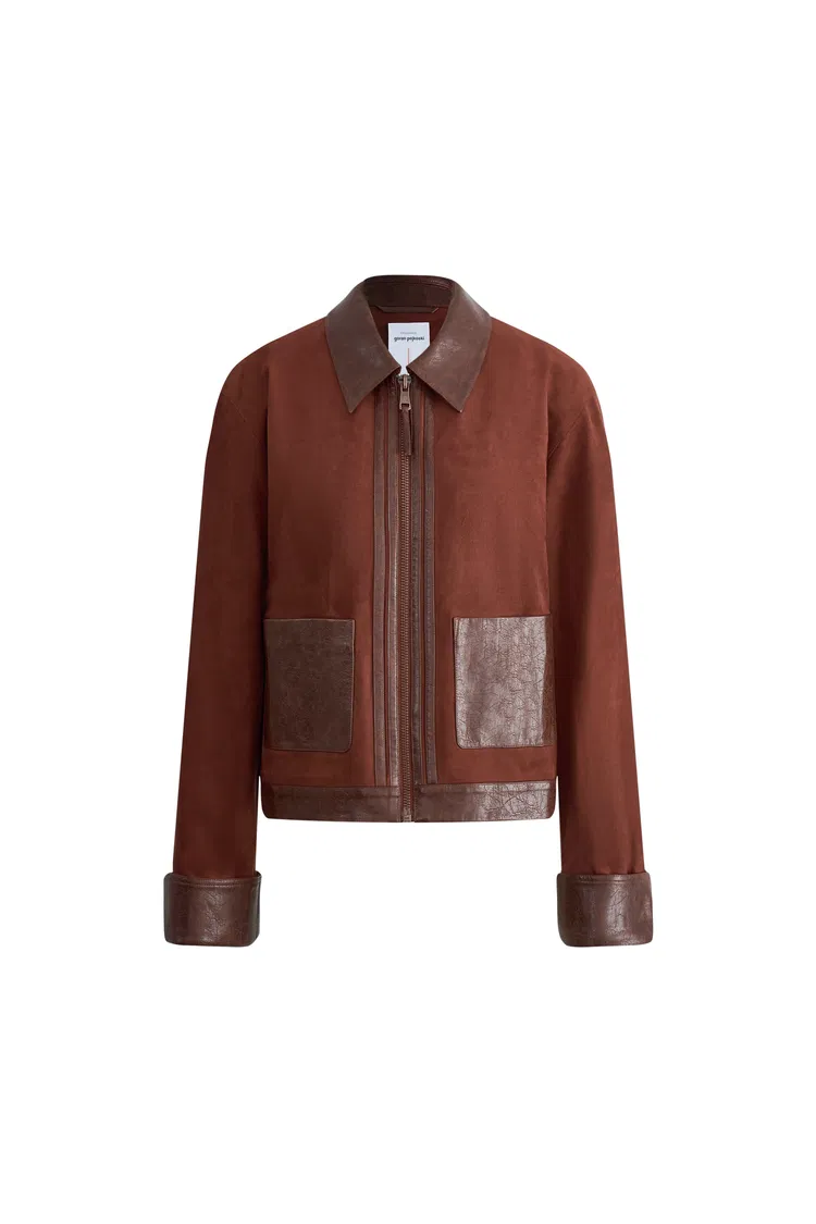 Laso Leather Trim Suede Jacket in Ultrasuede