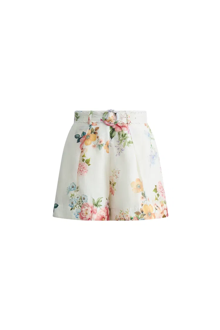 Beryl Flora Shorts in Silk-Linen