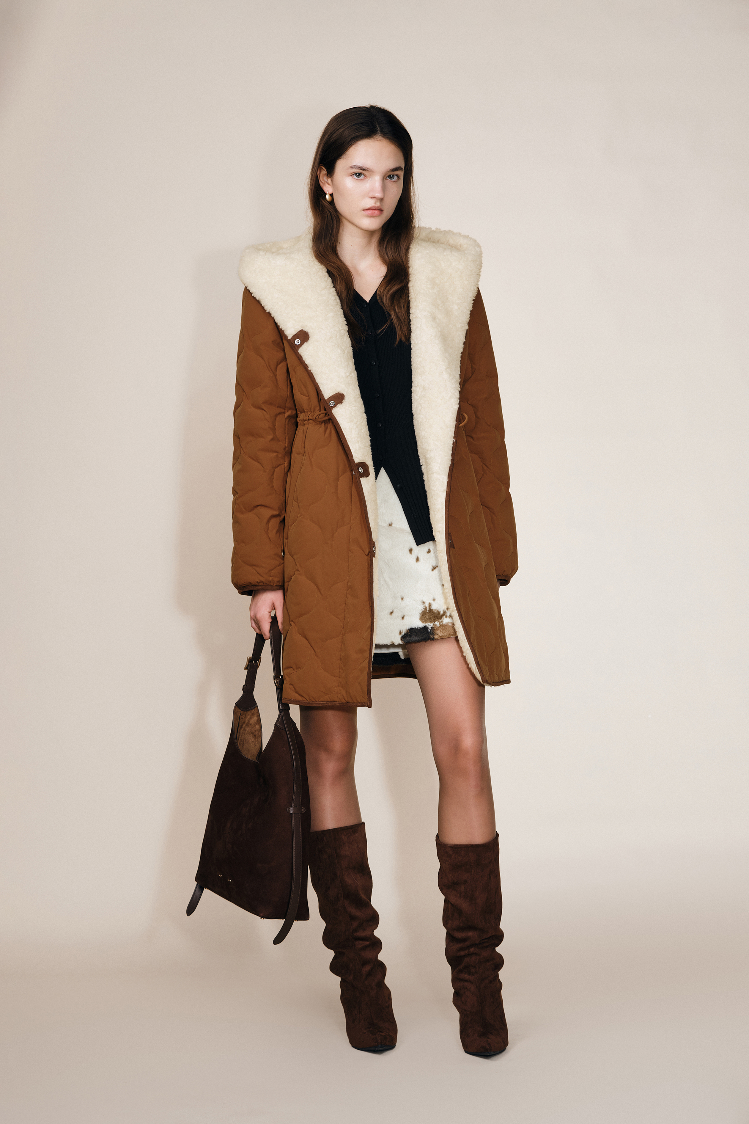 Xenia Robe Style Two Tone Down Jacket in High Density Down Proof