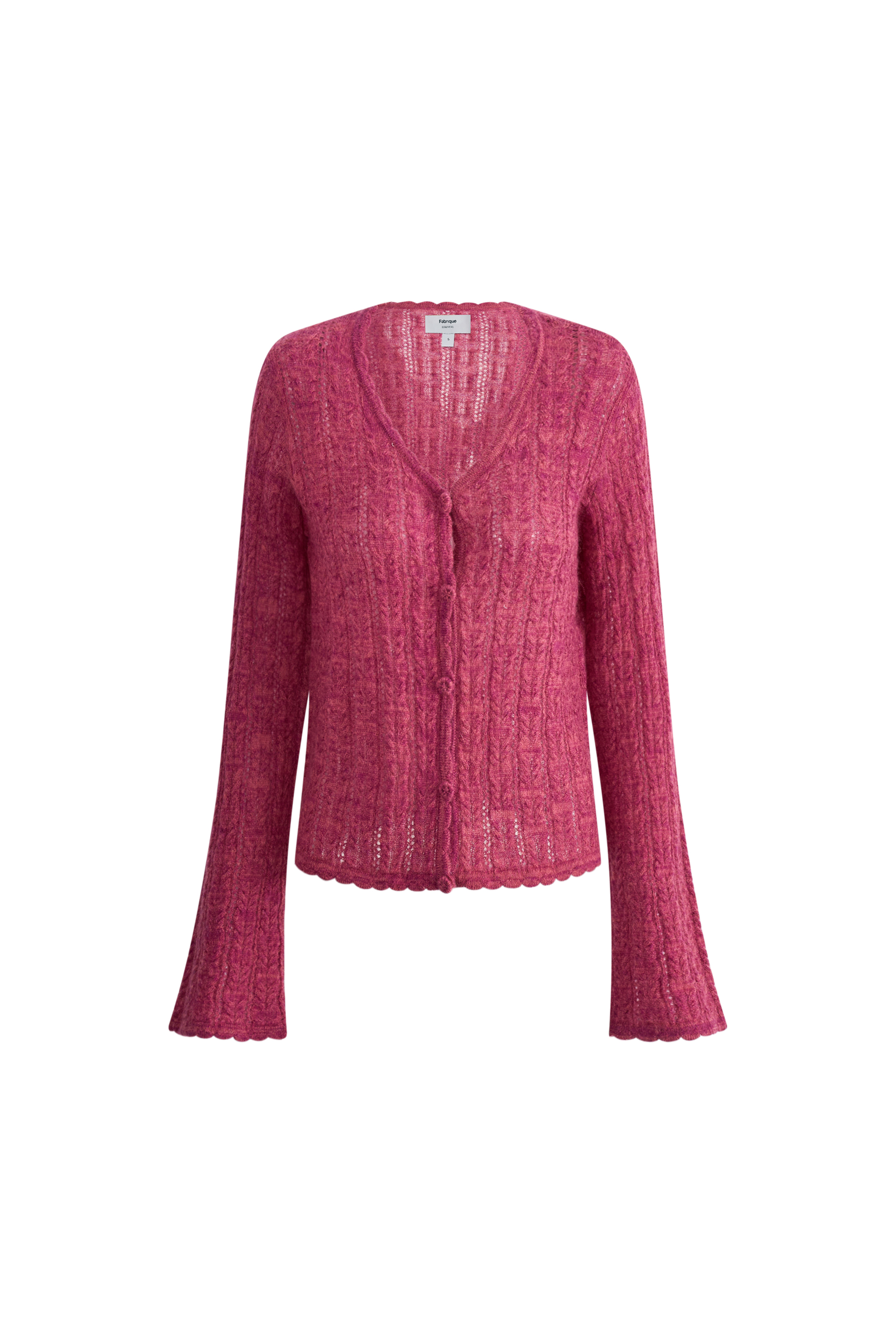 Serenity V Neck Sheer Cardigan in Lightweight Cable Knit – fbrq.com