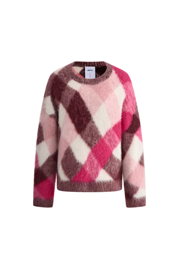 Alice Irregular Plaid Sweater in Wool Alpaca Blend