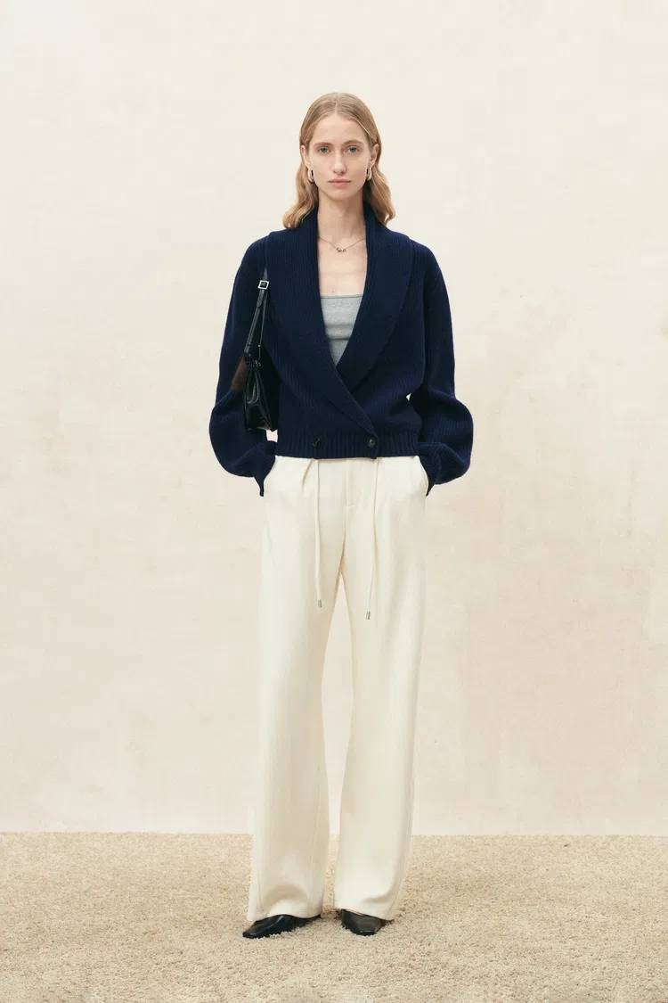 Xaviera Relaxed Shawl Collar Cardigan in Wool Blend