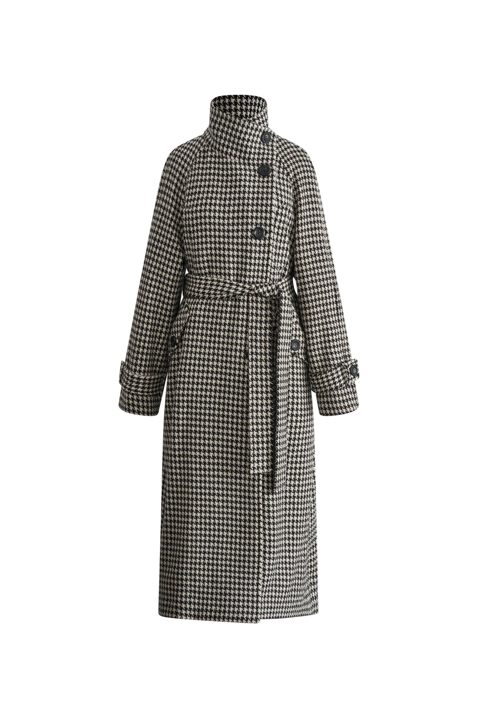 Saki Reversible Long Coat in Merino Houndstooth – fbrq.com