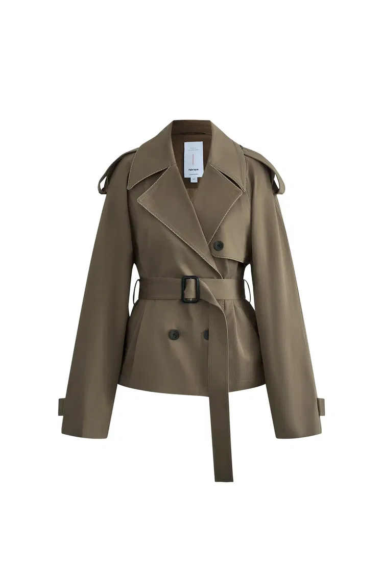 Beatrice Short Trench Coat in Cotton Twill