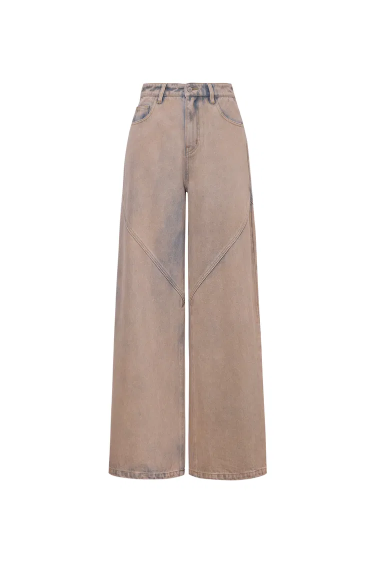 Ivy Wide Leg Jeans in Washed Cotton Denim