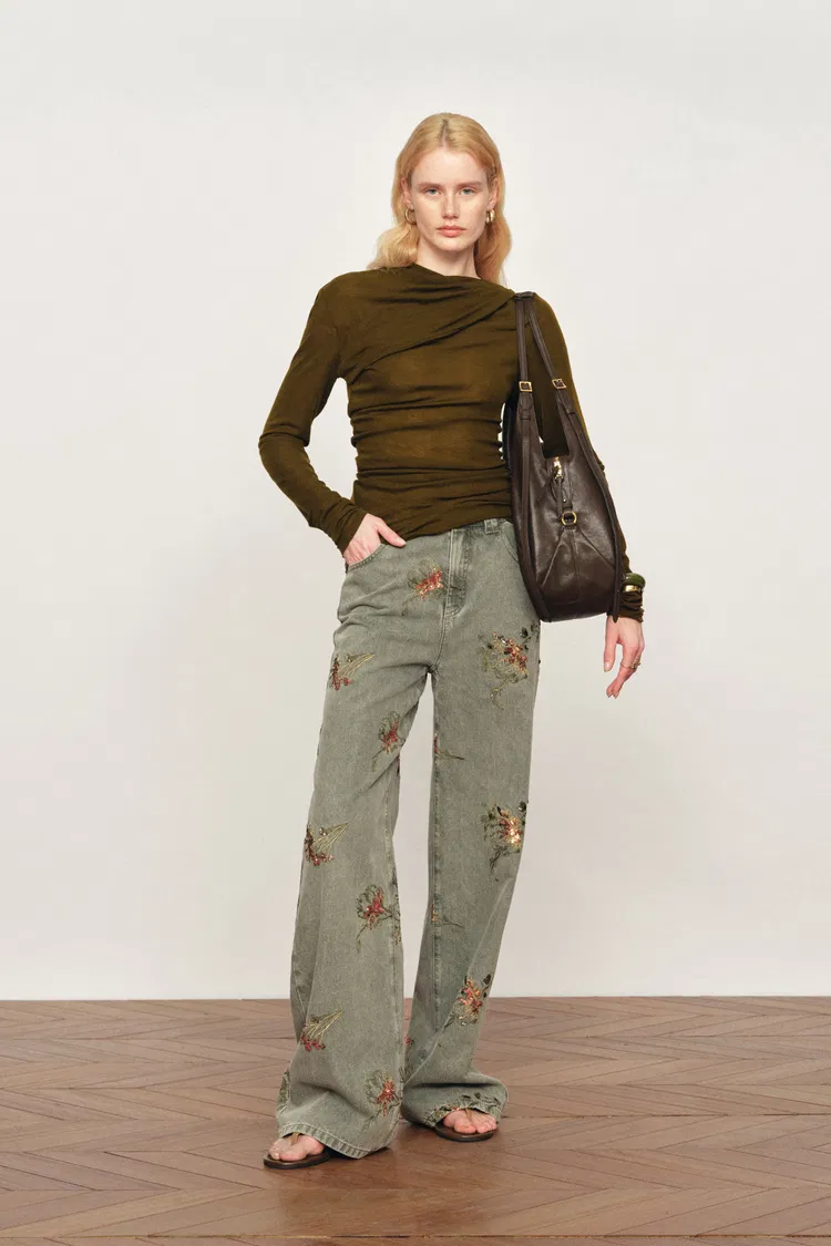 Edith Mock Two Piece Top in Lightweight Merino Knit