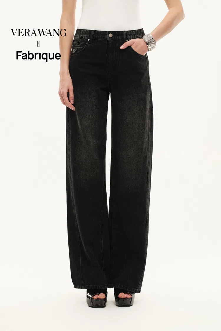 Balled Straight Leg Jeans in Cotton Denim