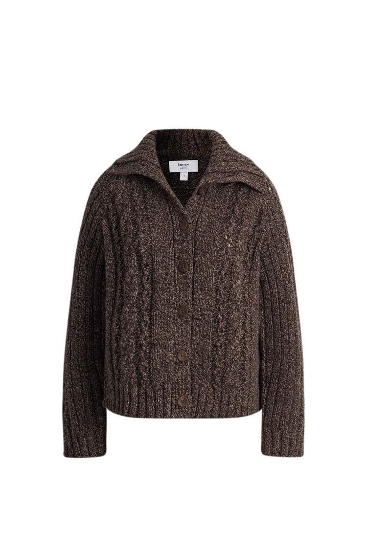 Avery Two Looks Collar Heathered Floral Cardigan Coat in Merino Wool