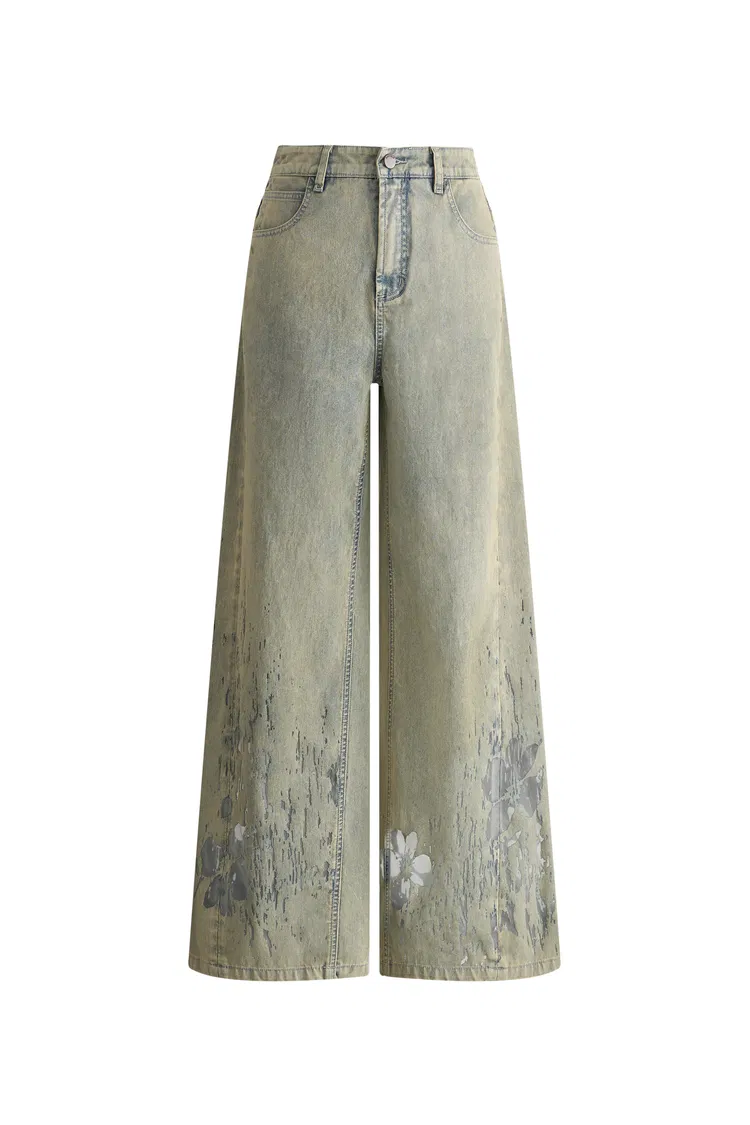 Thalia Devoré Jeans in Composite Denim