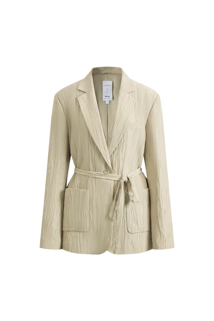 Cephas Pleated Fabric Blazer in Premium Crepe Acetate