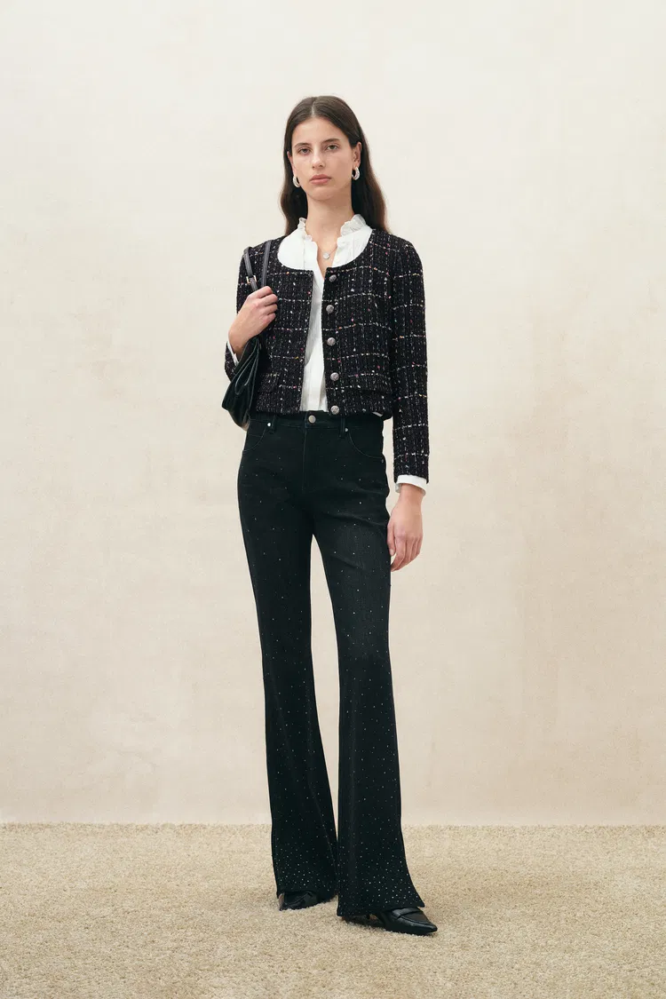 Eleanor Metallic Flecked Houndstooth Jacket in Tweed