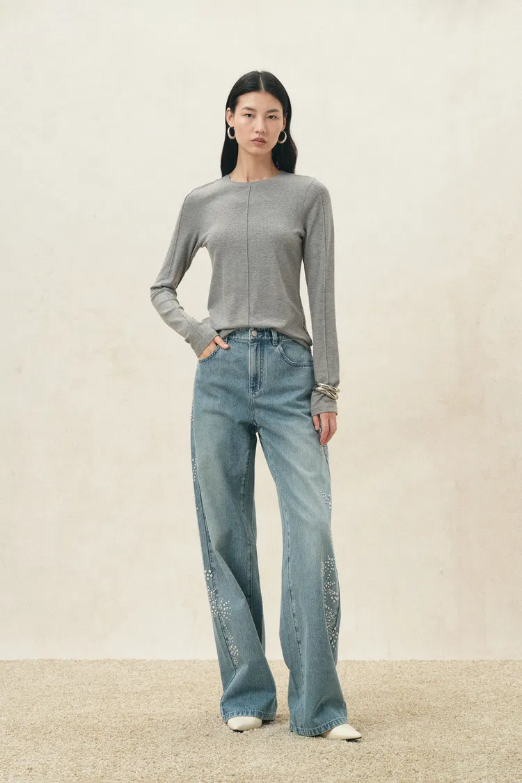 Ella Grey Structured Seam Detail Top