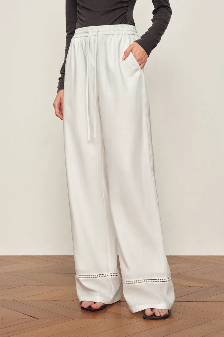Eve Openwork Drawstring Wide Leg Pants