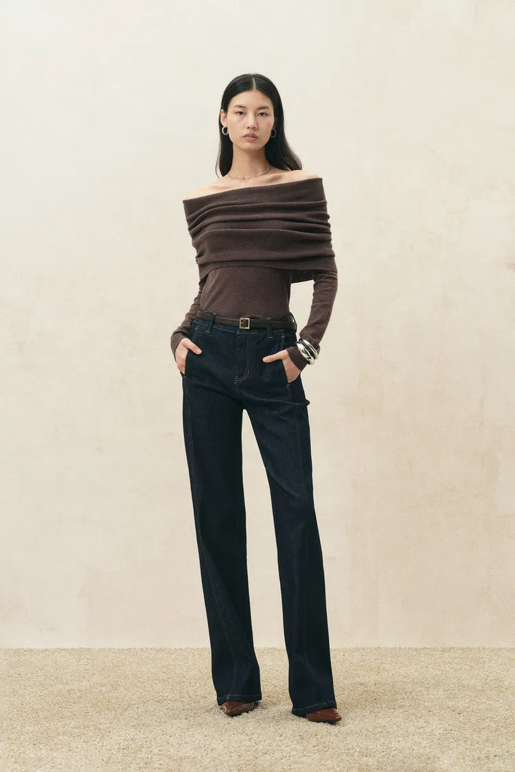 Evelyn Convertible Off Shoulder Draped Top in Cotton Blend