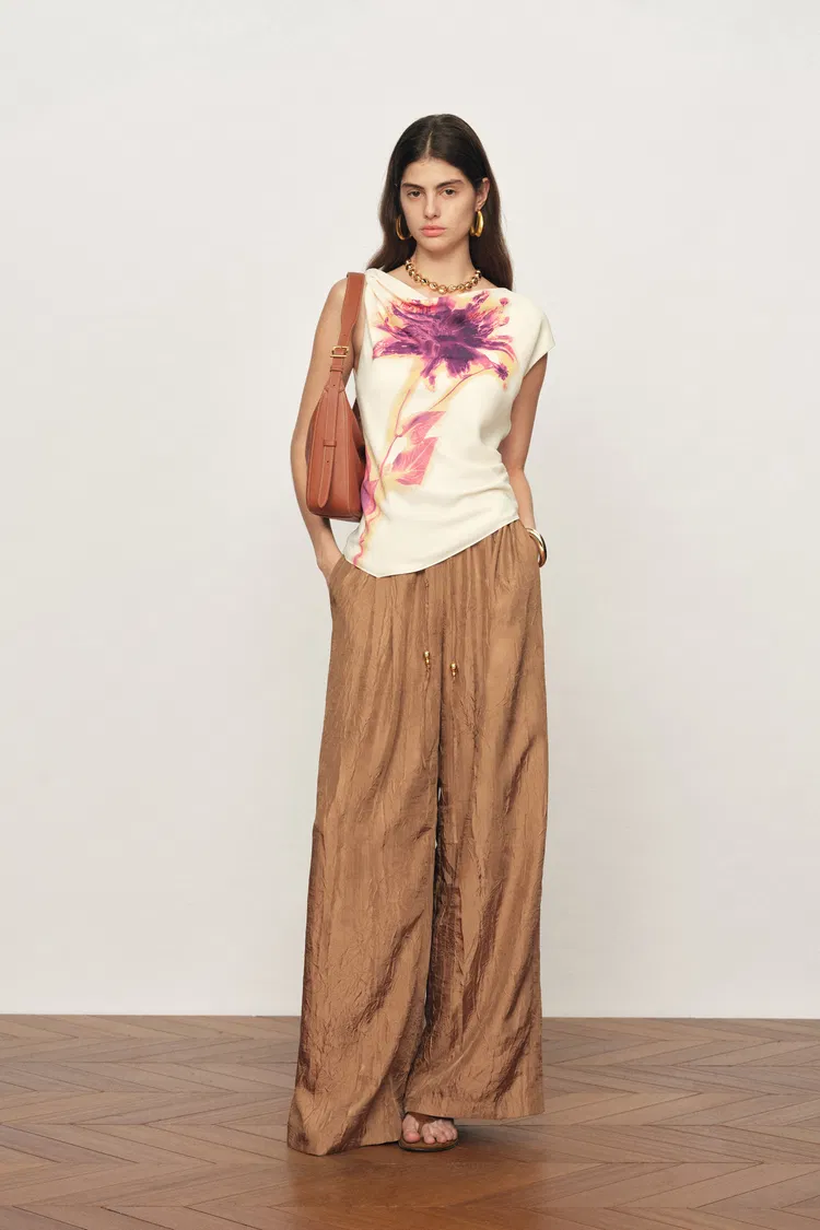 Olivia Floral Print Cowl Neck Drapey Sleeveless Top in Light Chiffon