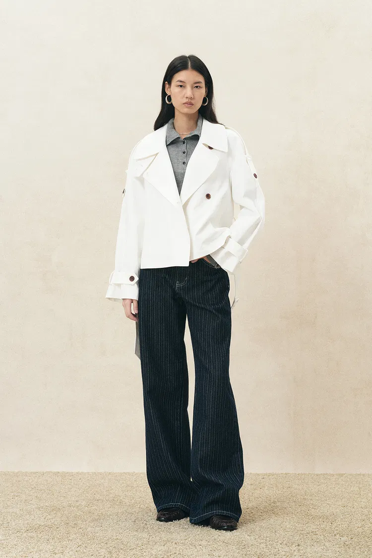 Minsmere Stain Resistant Cropped Trench in Cotton