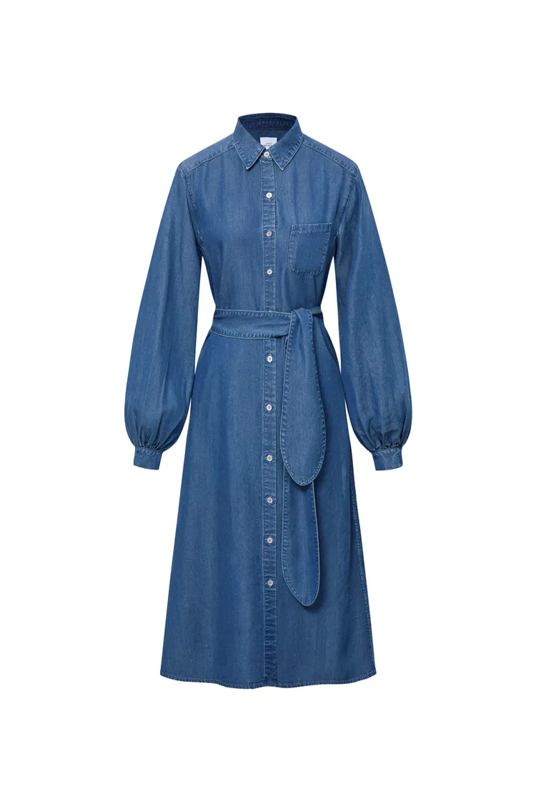 Lia Long Sleeve Dress in Lyocell Denim