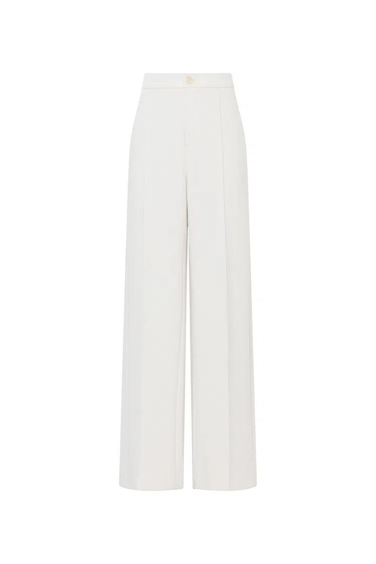 Domi White Buttoned Straight Leg Sweatpants