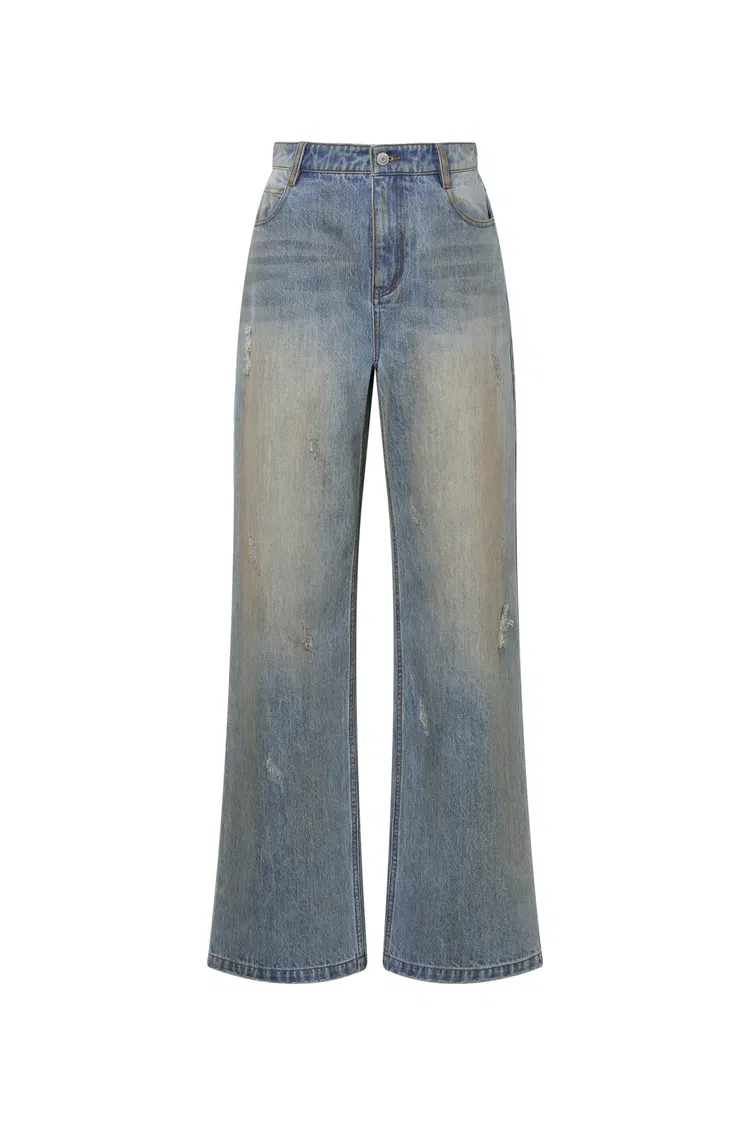Rhea Distressed Jeans in Cotton Denim