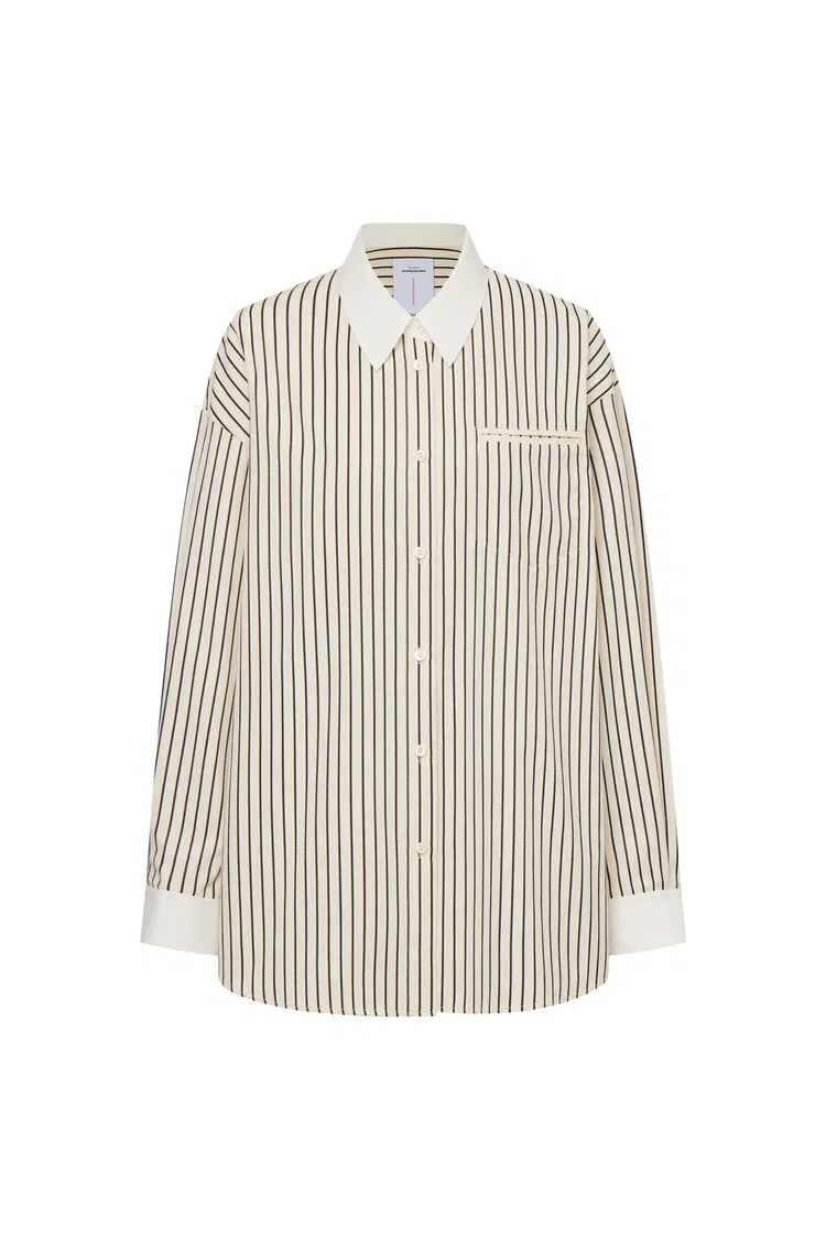 Nao Casual Striped Shirt in Cotton Poplin