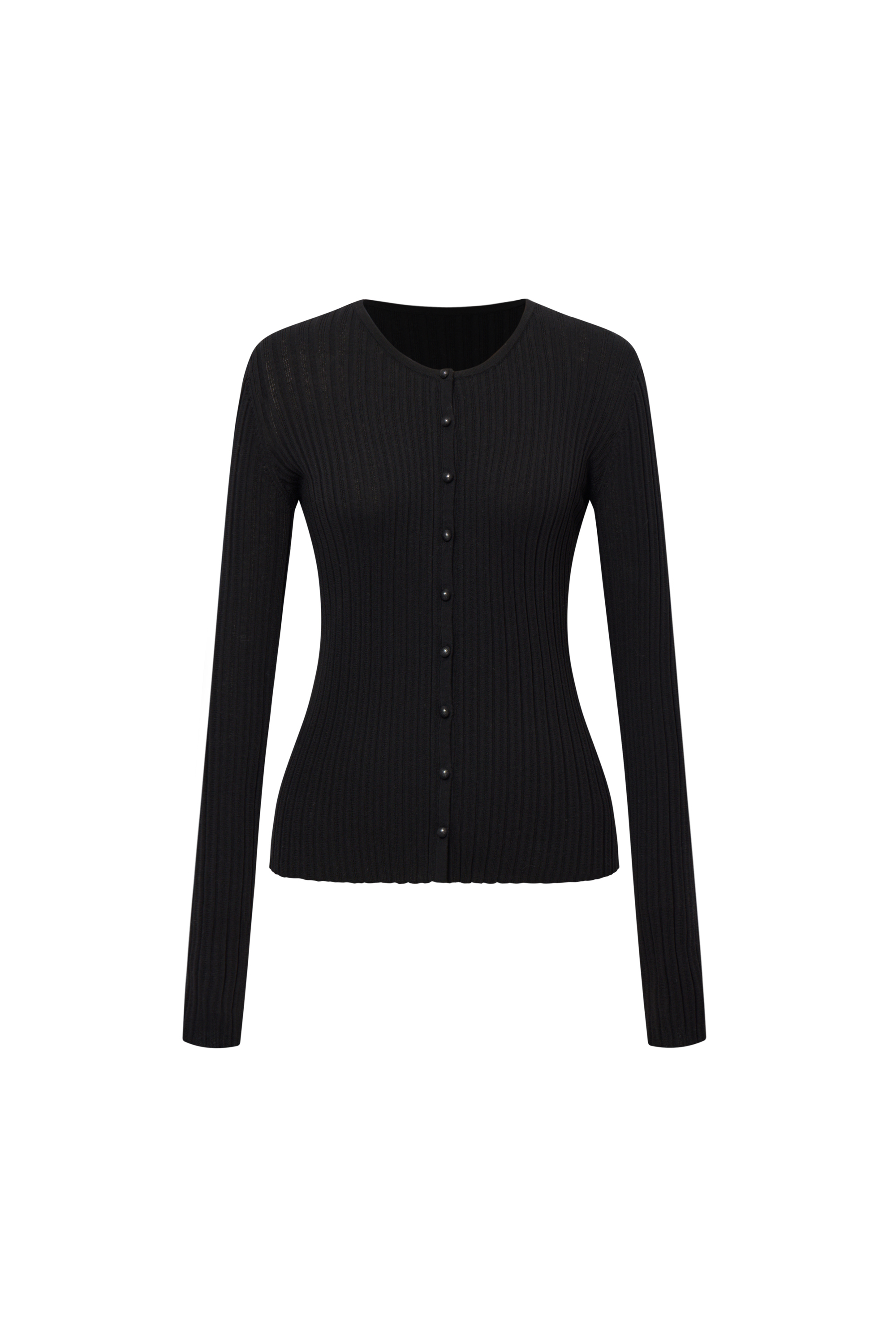 Emma Black Fitted Cardigan in Cotton Blend Yarn Knit – fbrq.com